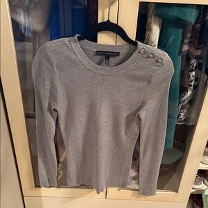 White House Black Market Gray Long Sleeve Top with Button Detail